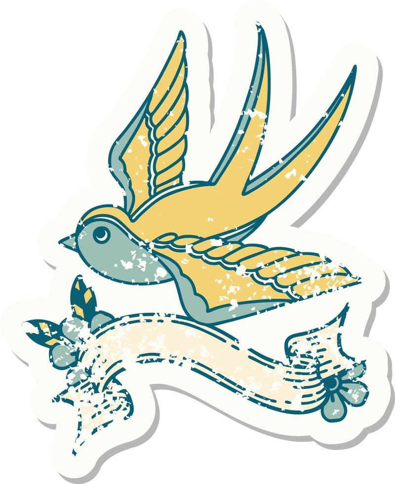 grunge sticker with banner of a swallow vector