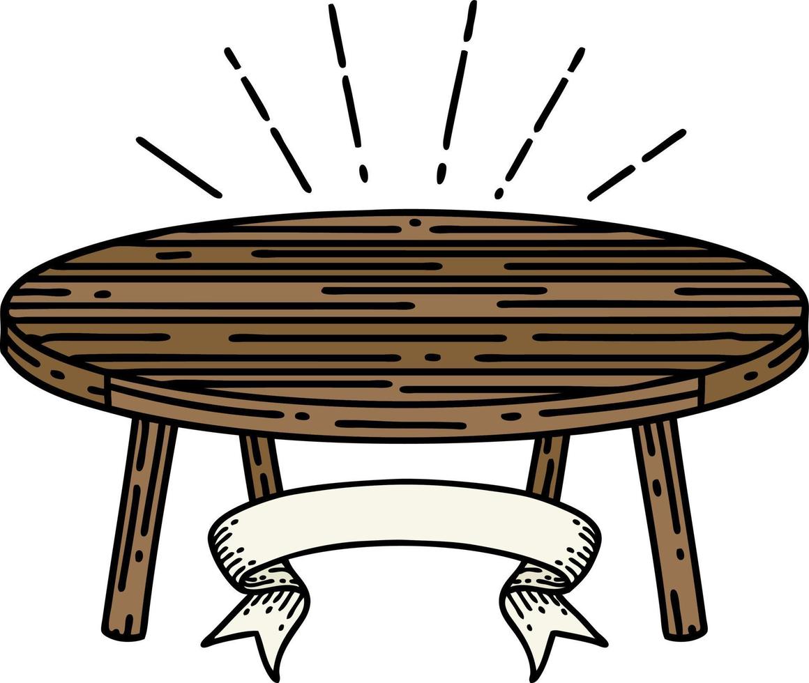 banner with tattoo style wood table vector