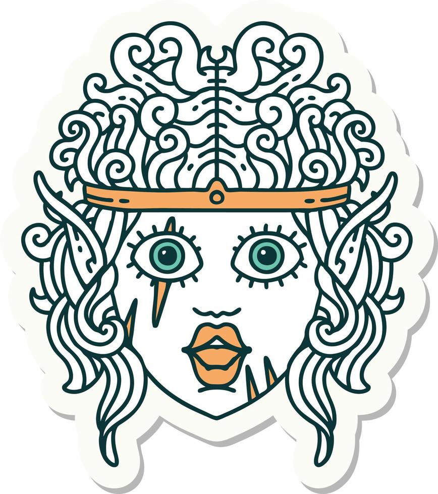 elf barbarian character face sticker vector