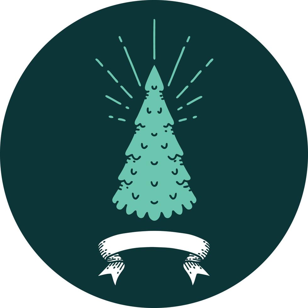 icon of tattoo style pine tree vector