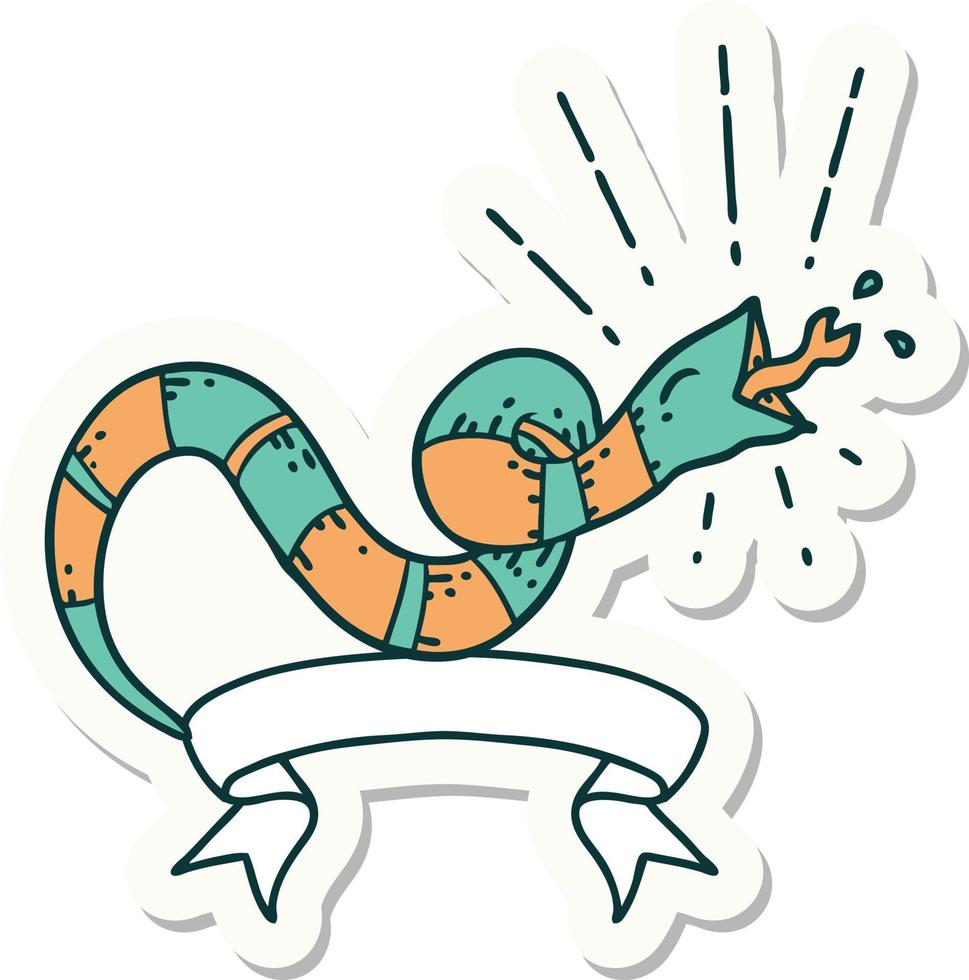 sticker of tattoo style hissing snake vector