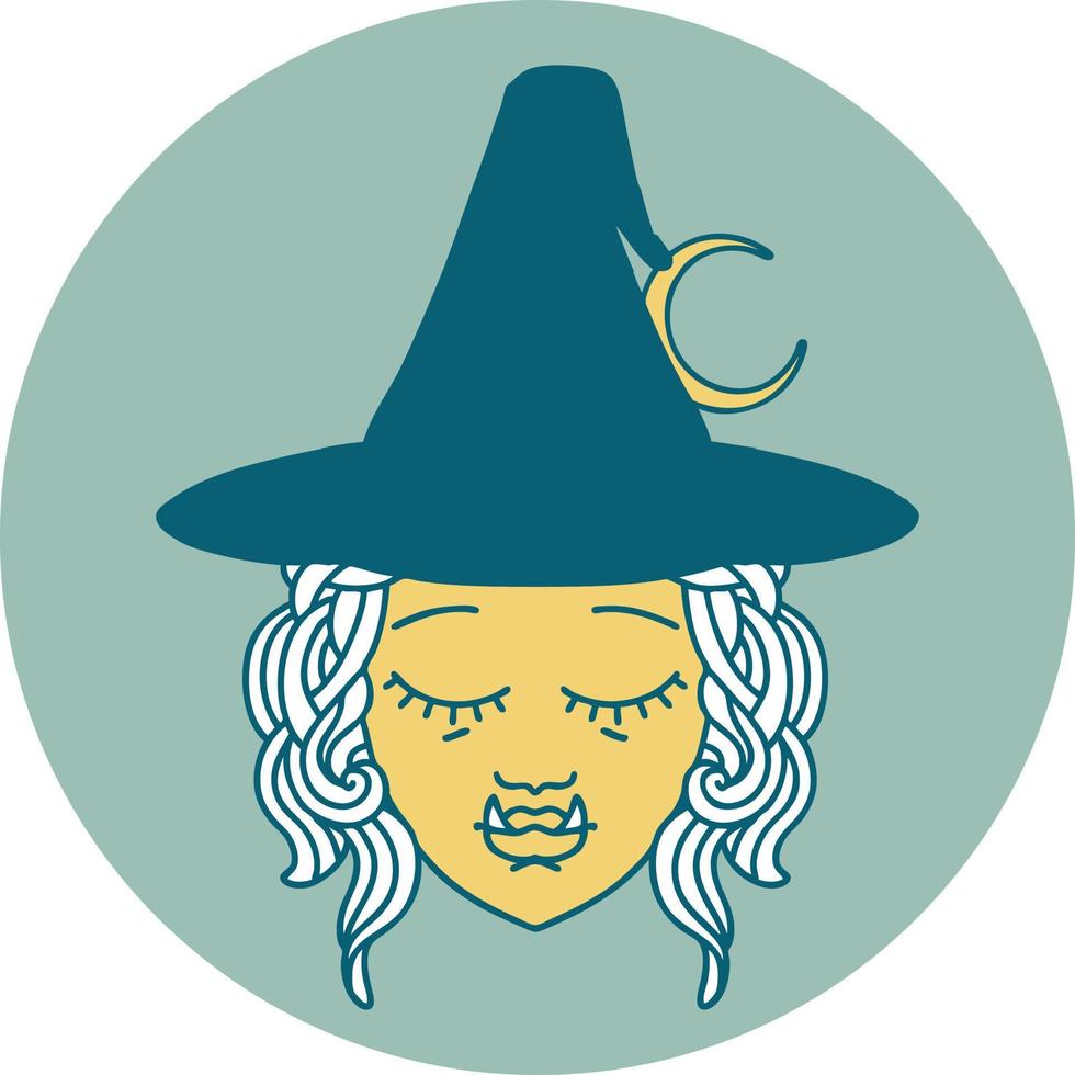 half orc witch character face illustration vector