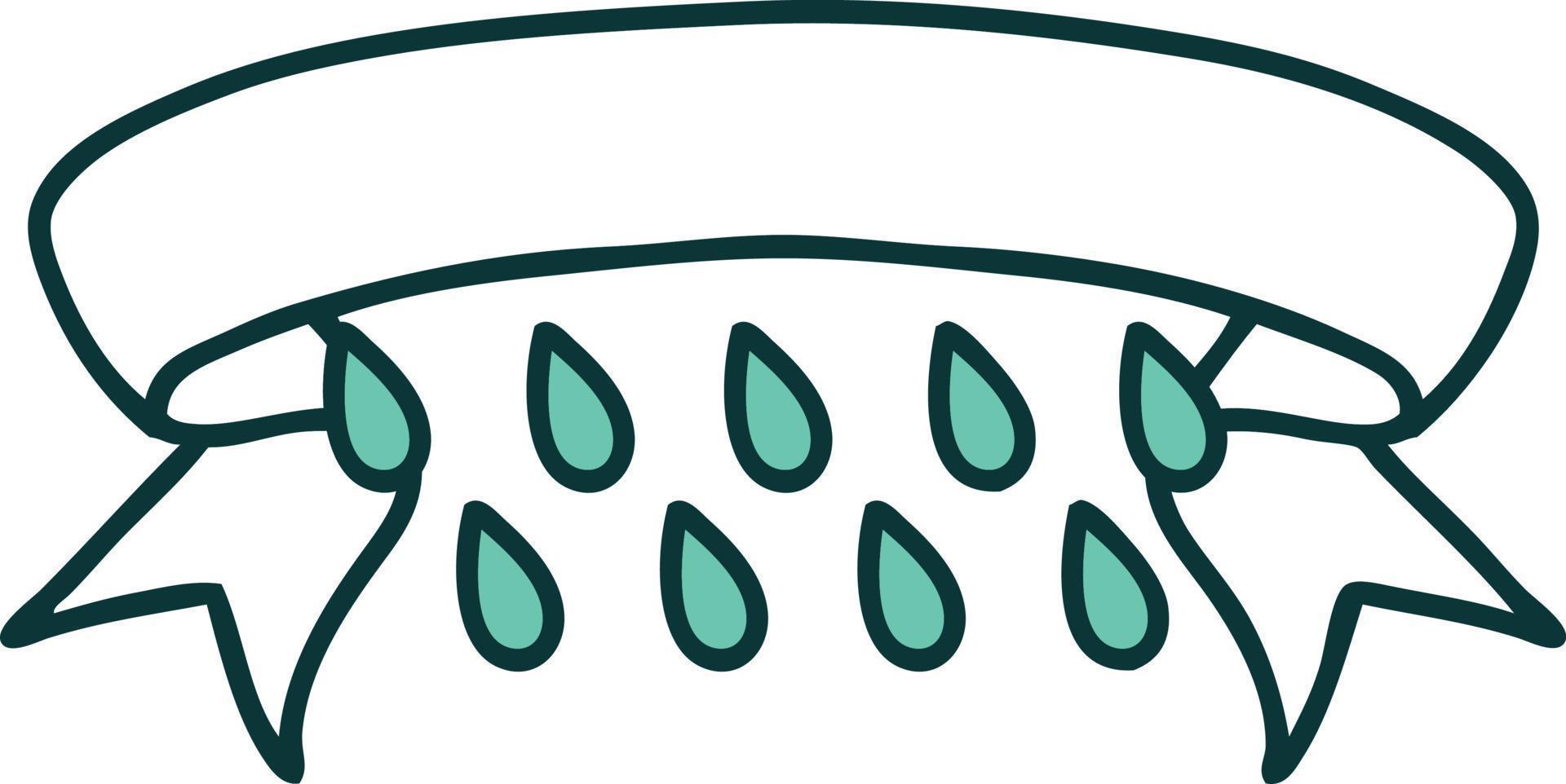 tattoo with banner of rain drops vector