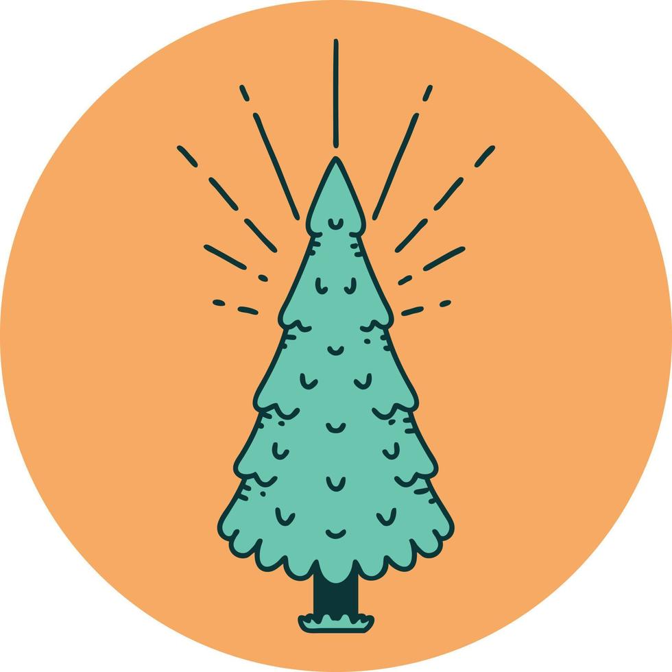 icon of tattoo style pine tree vector