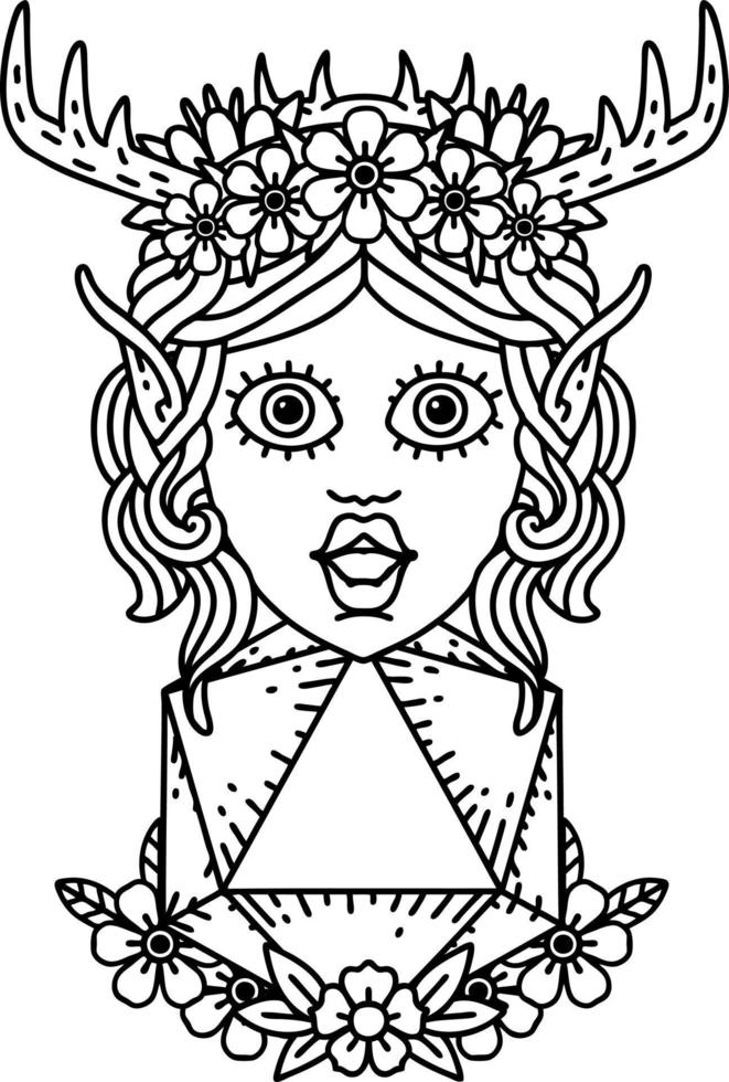 elf druid character face illustration vector