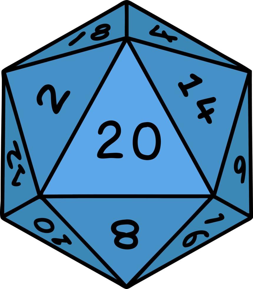 natural 20 D20 dice roll illustration vector