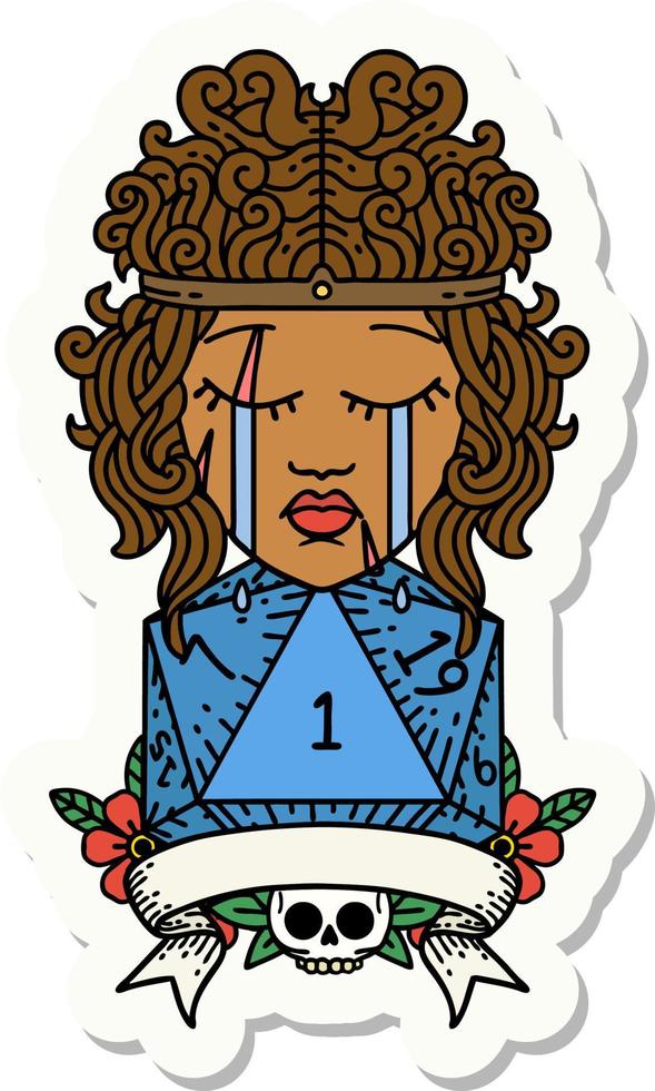 crying human barbarian with natural one roll sticker vector