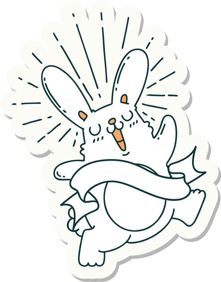 sticker of tattoo style prancing rabbit vector