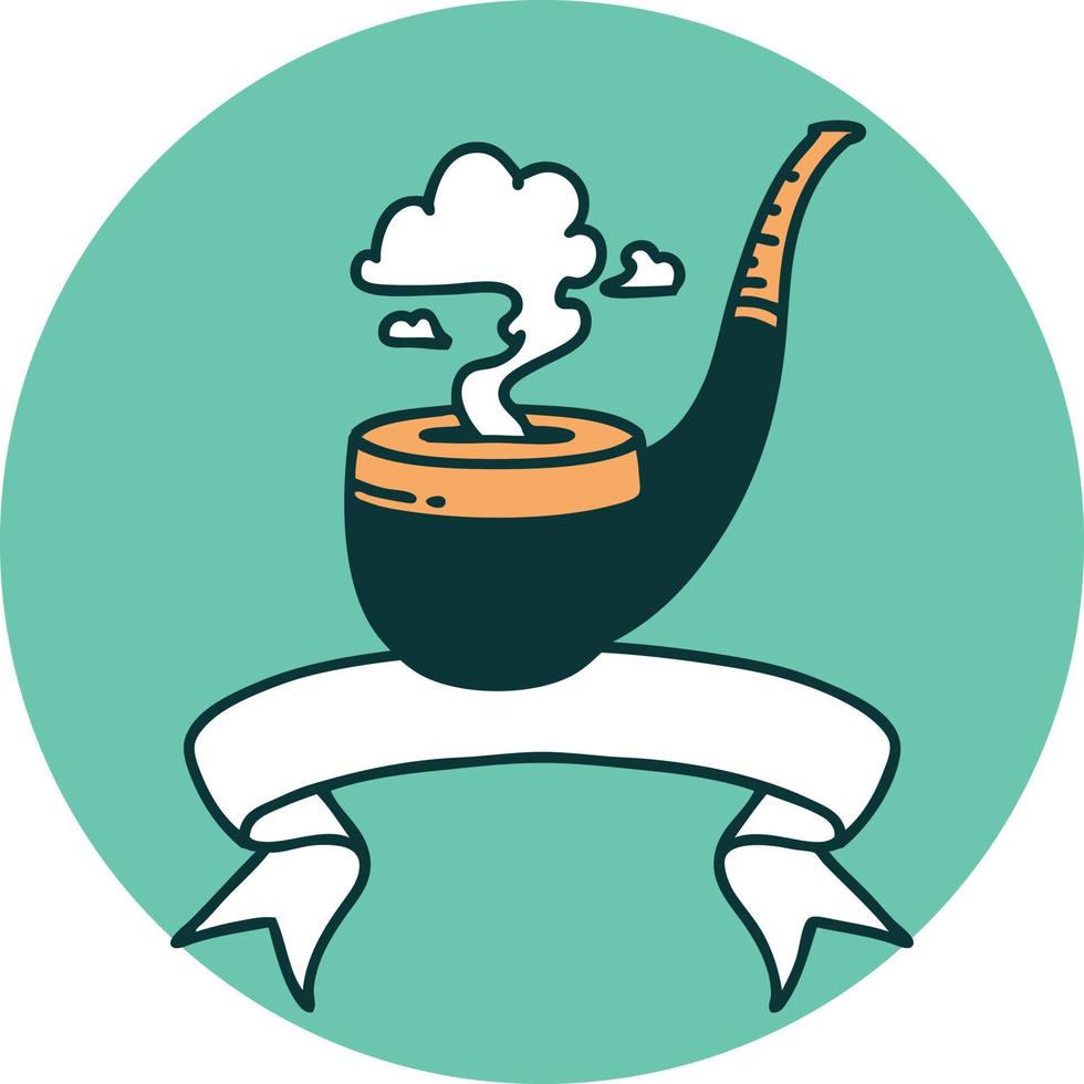 icon with banner of a smokers pipe vector