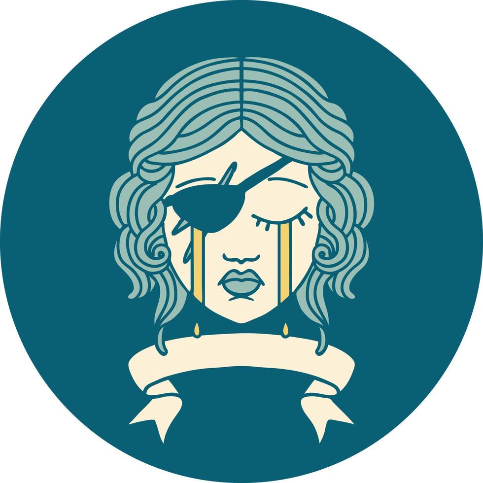 crying human rogue with banner illustration vector