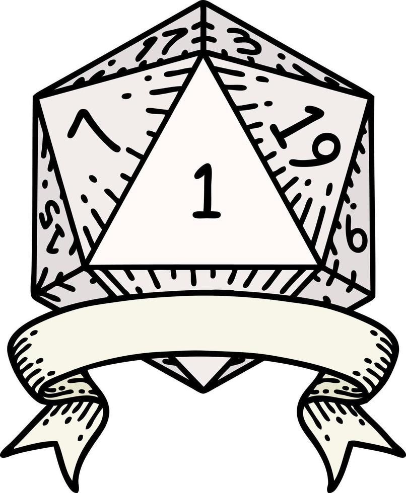 ilustración natural de una tirada de dados d20 vector