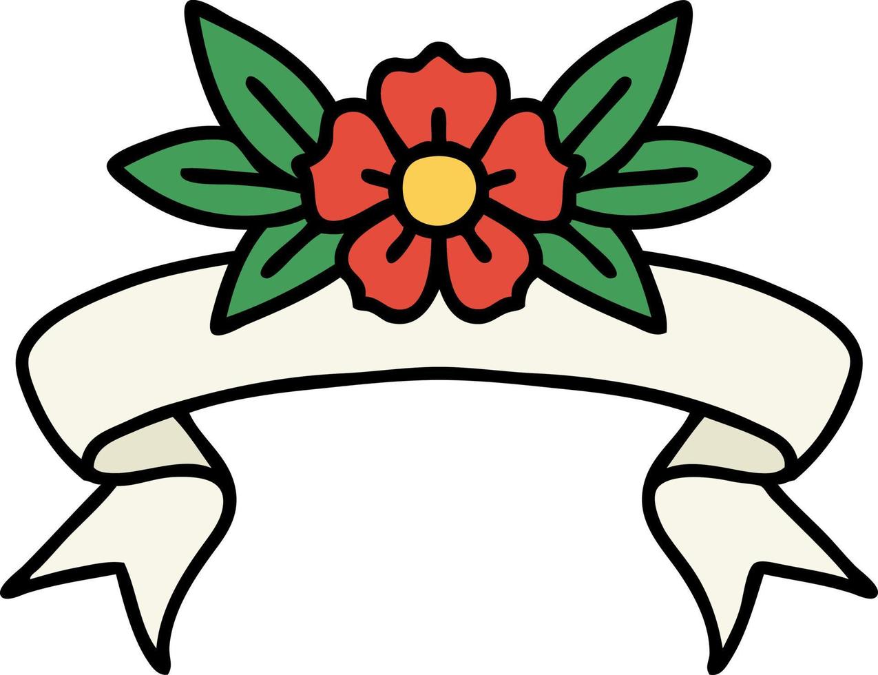 tattoo with banner of a flower vector