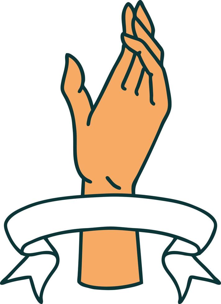 tattoo with banner of a hand vector