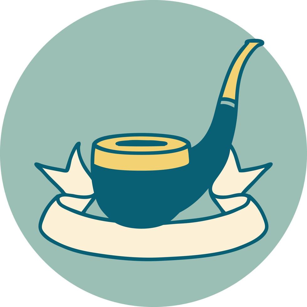 icon with banner of a smokers pipe vector