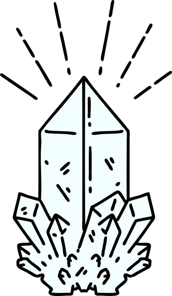traditional tattoo style quartz crystal vector