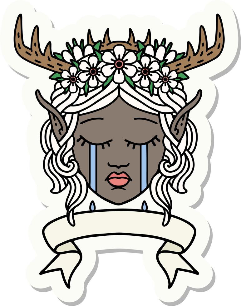 elf druid character face with banner sticker vector