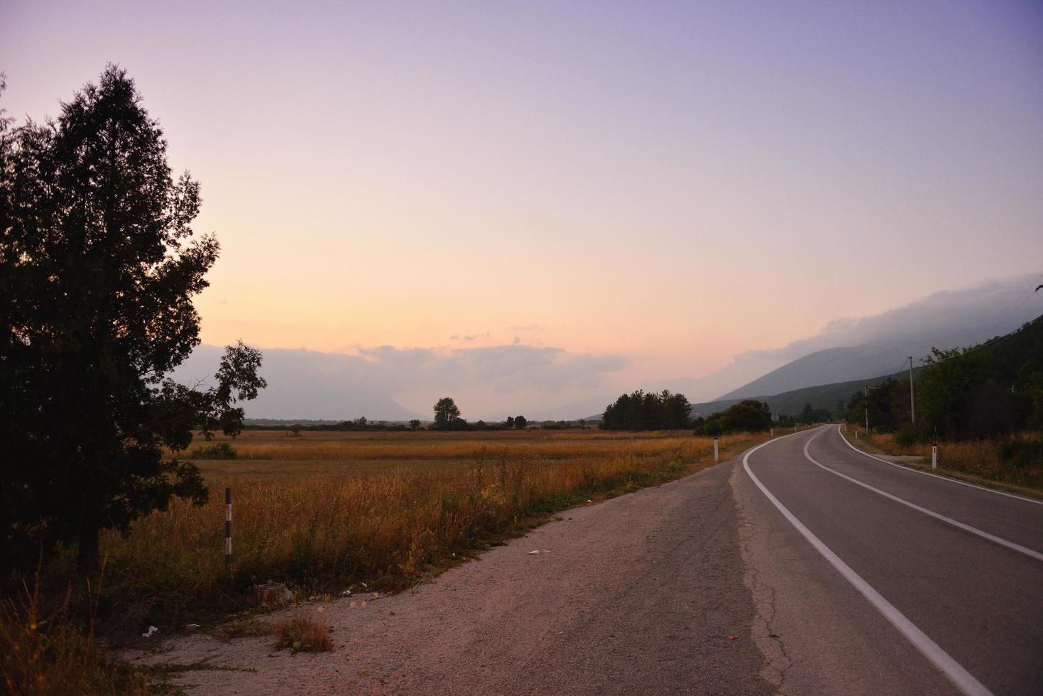 road through the green field photo