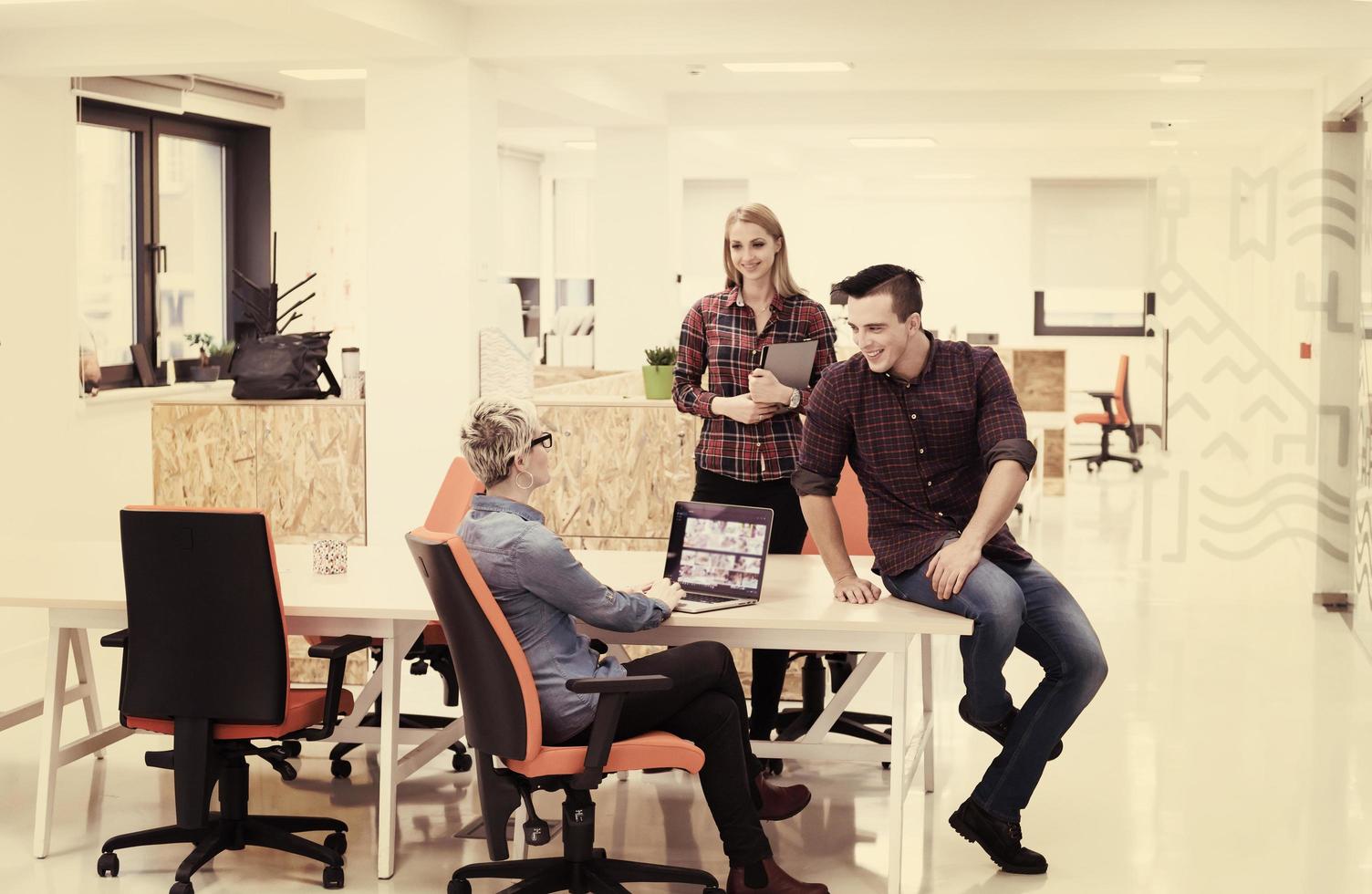 business people group portrait at modern office photo