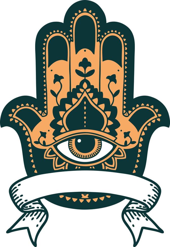 tattoo with banner of a hamza vector