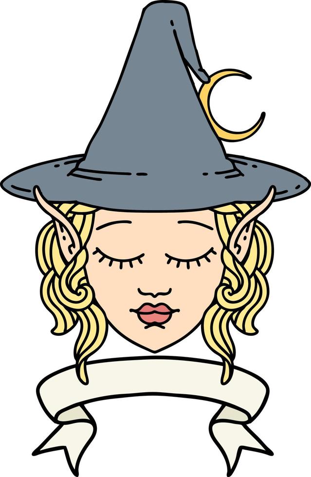 cara de personaje de mago elfo con ilustración de banner vector