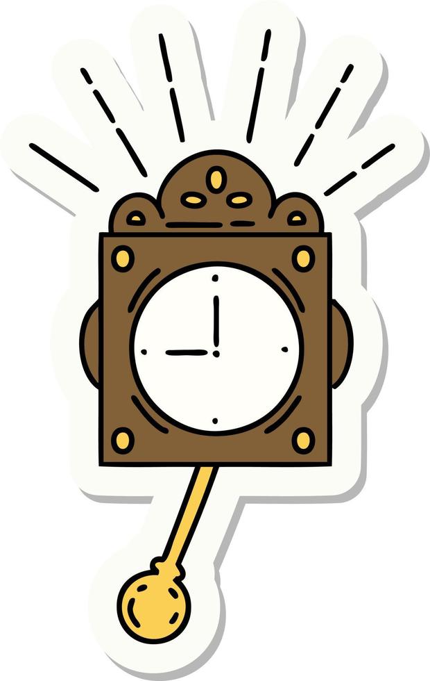 sticker of tattoo style ticking clock vector