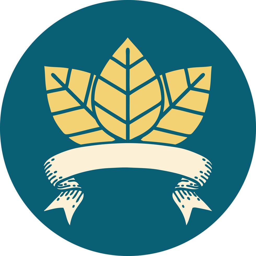 icon with banner of a leaf vector