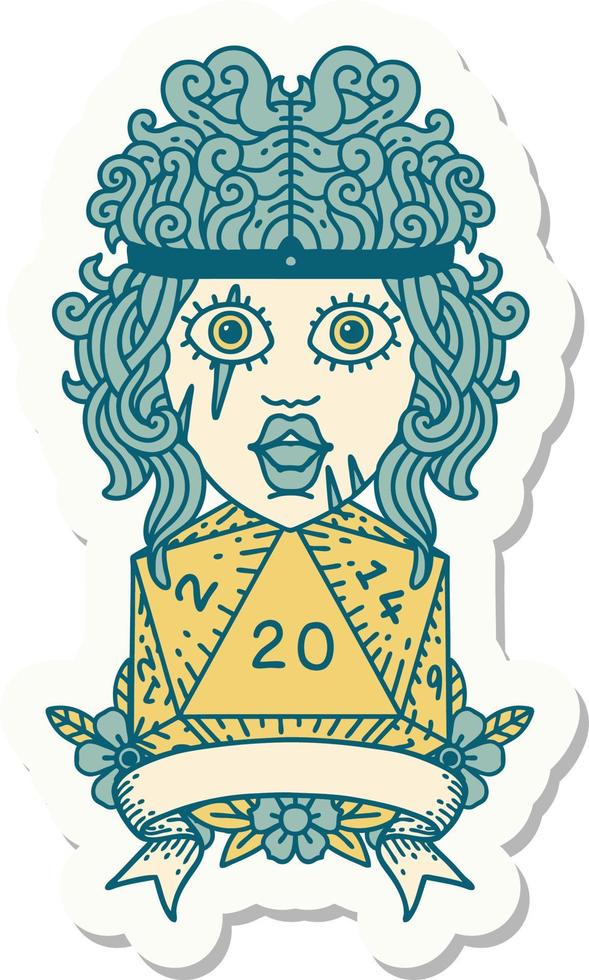 human barbarian with natural twenty dice roll sticker vector