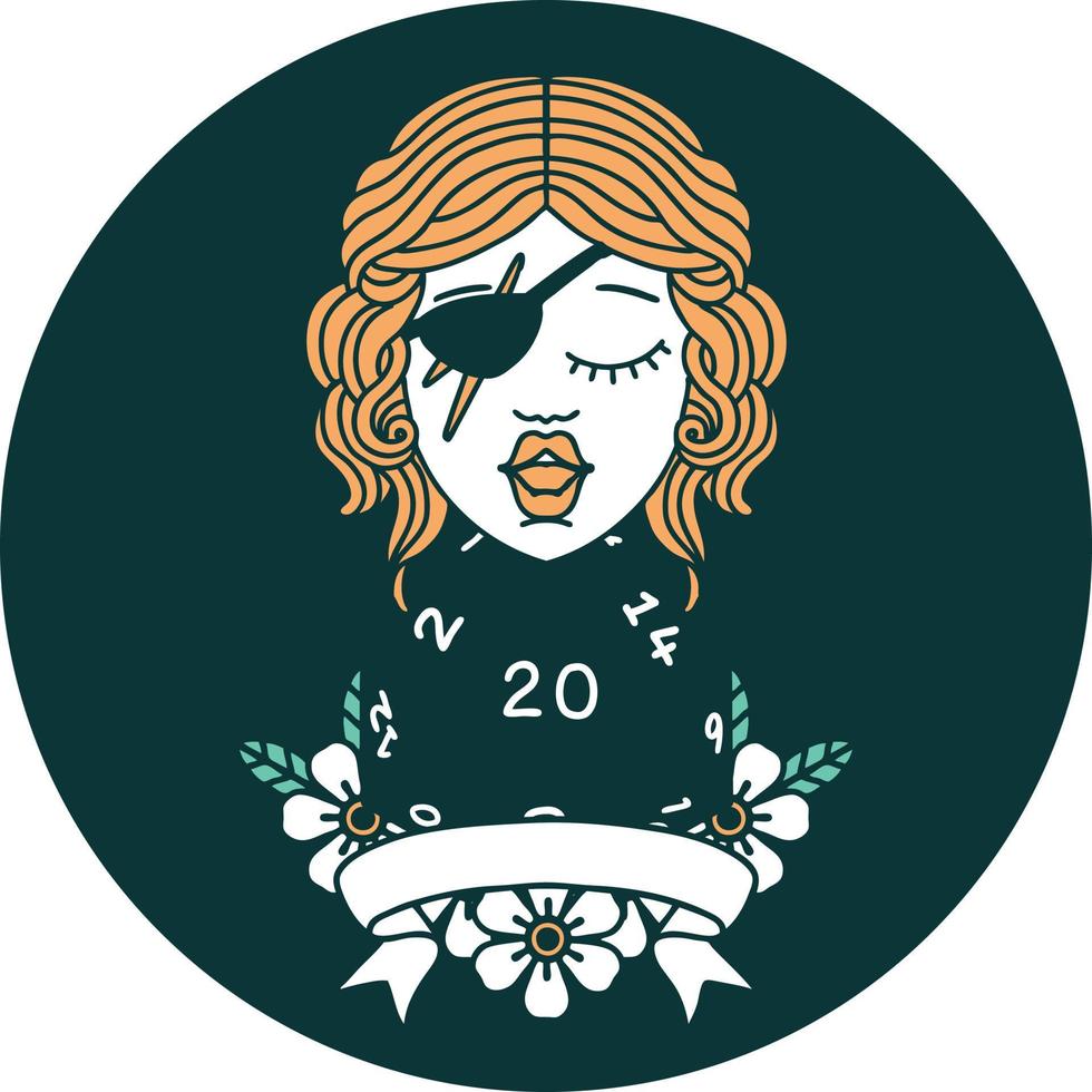 human rogue with natural 20 dice roll icon vector