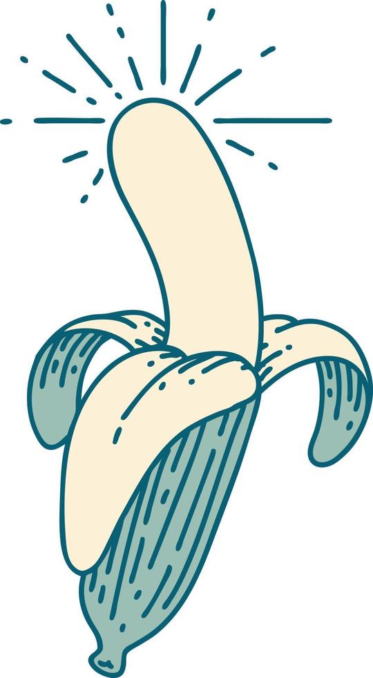 traditional tattoo style peeled banana vector