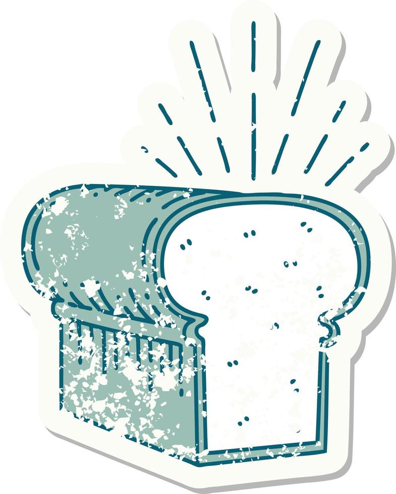 grunge sticker of tattoo style loaf of bread vector