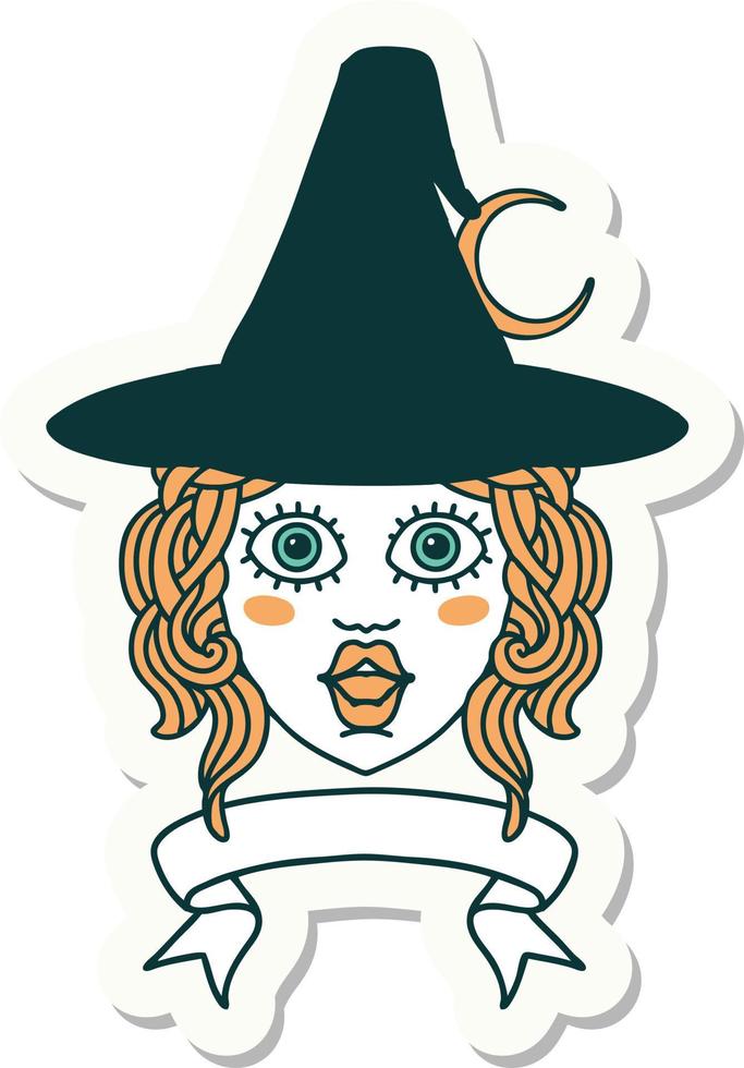 human witch character with banner sticker vector