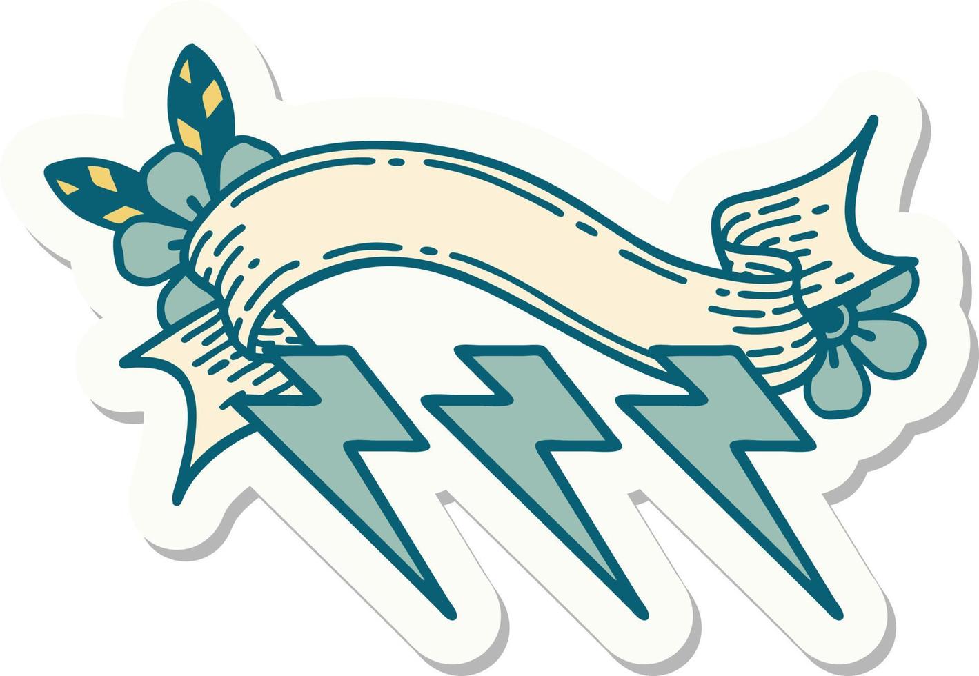 tattoo sticker with banner of lightning  bolts vector
