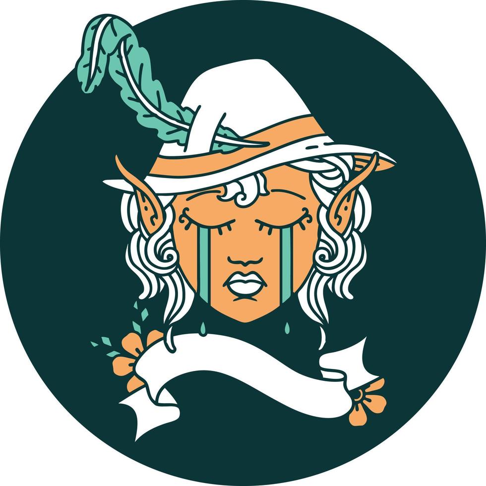 crying elven bard character icon vector