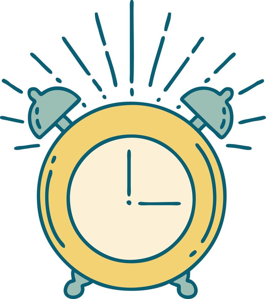 Icon of Tattoo Style Ringing Alarm Clock Stock Vector  Illustration of  banner retro 180585739