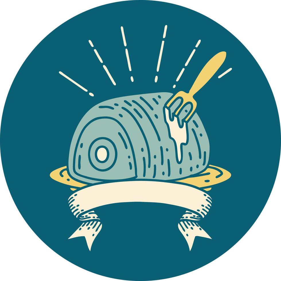 icon of tattoo style roast beef vector