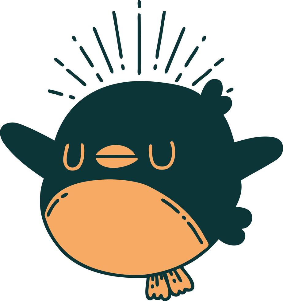 traditional tattoo style flapping robin vector