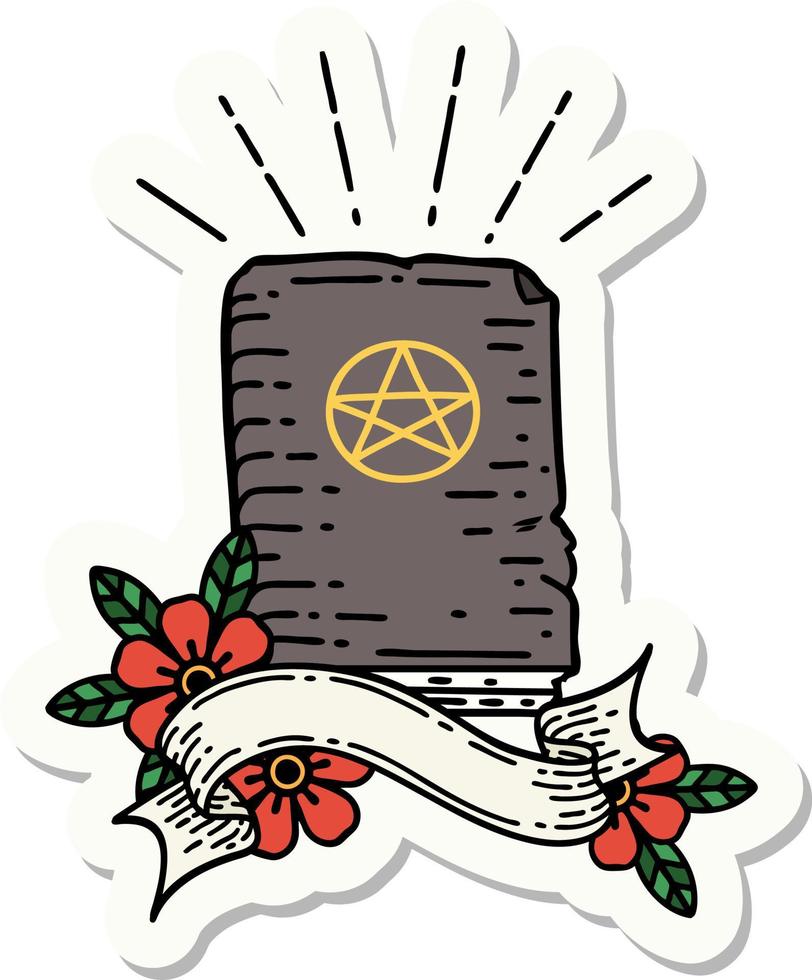 sticker of tattoo style spellbook vector