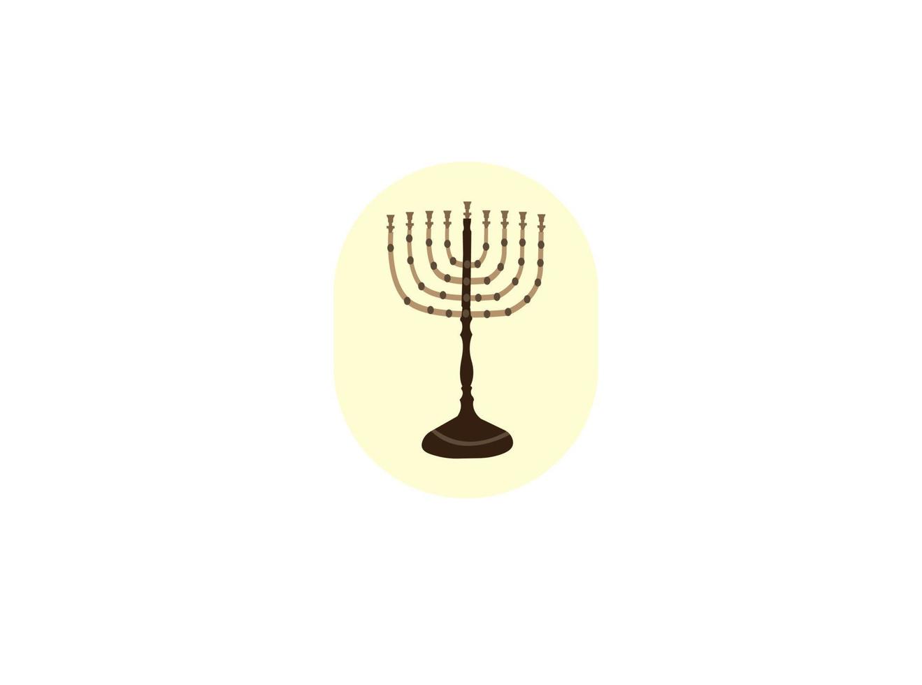 Black Hanukkah menorah icon isolated on yellow background. Religion icon. Hanukkah traditional symbol. Holiday religion, jewish festival of Lights. Long shadow style. Vector. vector