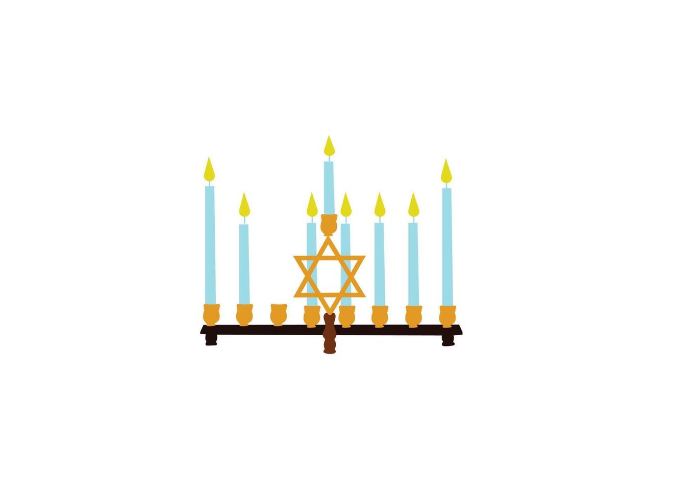Black Hanukkah menorah icon isolated on yellow background. Religion icon. Hanukkah traditional symbol. Holiday religion, jewish festival of Lights. Long shadow style. Vector. vector
