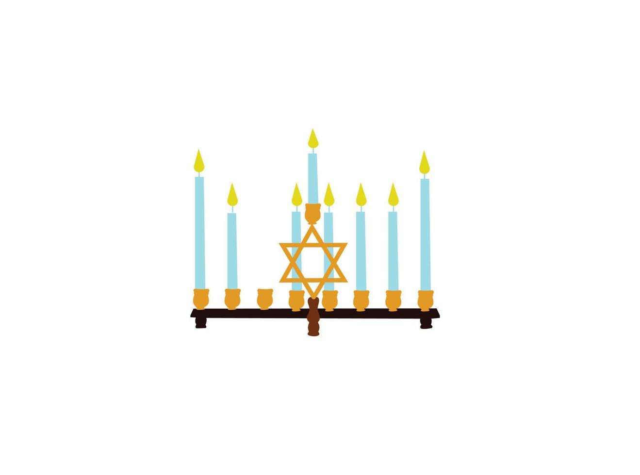 icono negro de la menorá de hanukkah aislado en fondo amarillo. icono de la religión. símbolo tradicional de hanukkah. religión festiva, fiesta judía de las luces. estilo de sombra larga. vector. vector