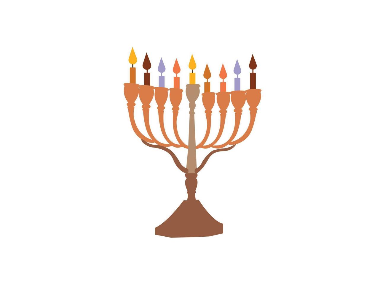 Black Hanukkah menorah icon isolated on yellow background. Religion icon. Hanukkah traditional symbol. Holiday religion, jewish festival of Lights. Long shadow style. Vector. vector