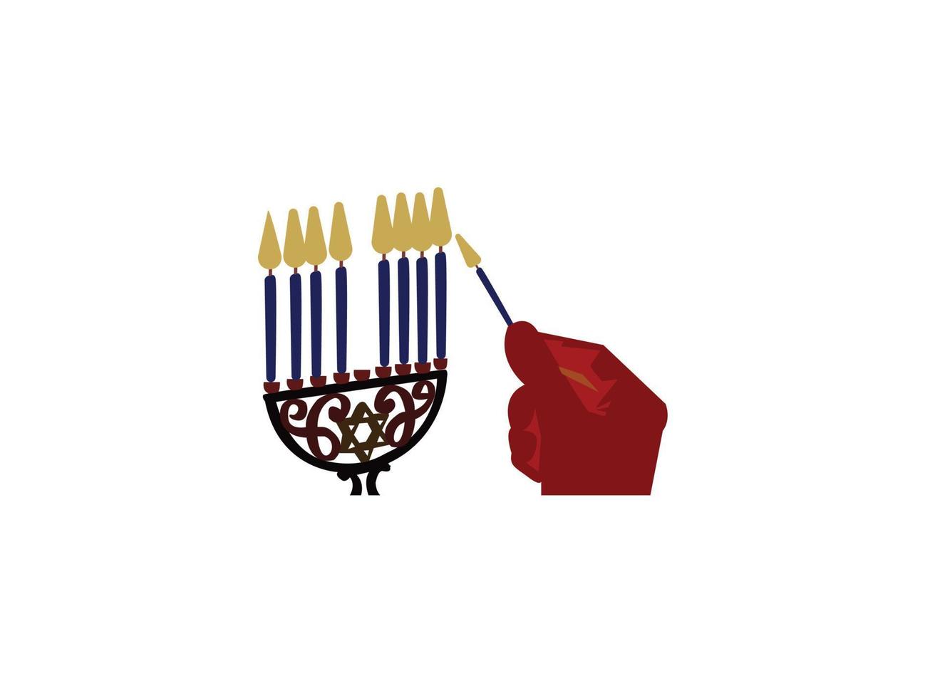 Black Hanukkah menorah icon isolated on yellow background. Religion icon. Hanukkah traditional symbol. Holiday religion, jewish festival of Lights. Long shadow style. Vector. vector