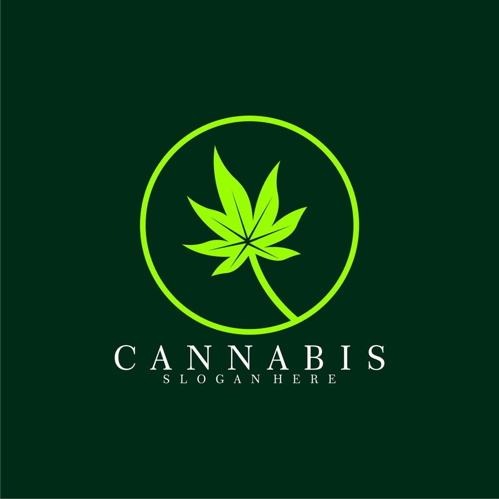 Cannabis logo. Green marijuana leaf vector icon