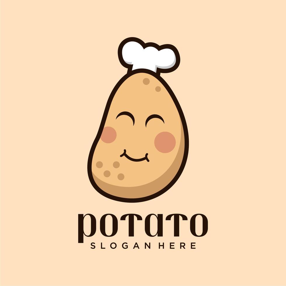 potato chef logo design. chef potato logo design illustration vector