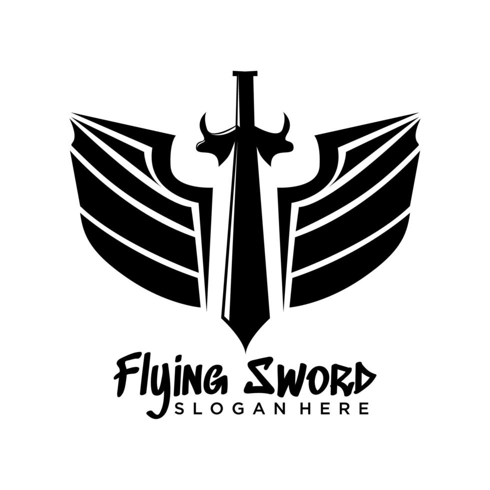 Flying sword logo. sword with wings design concept vector