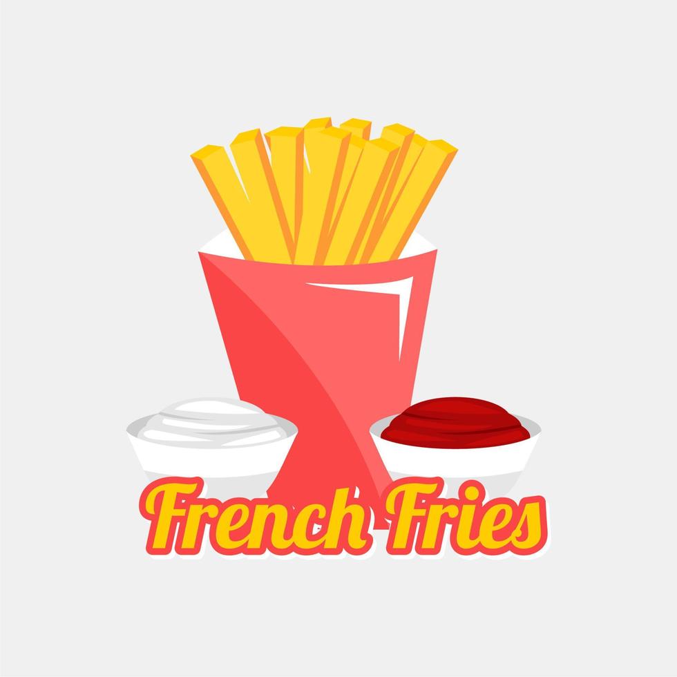 French fries with tomato sauce and mayonnaise vector