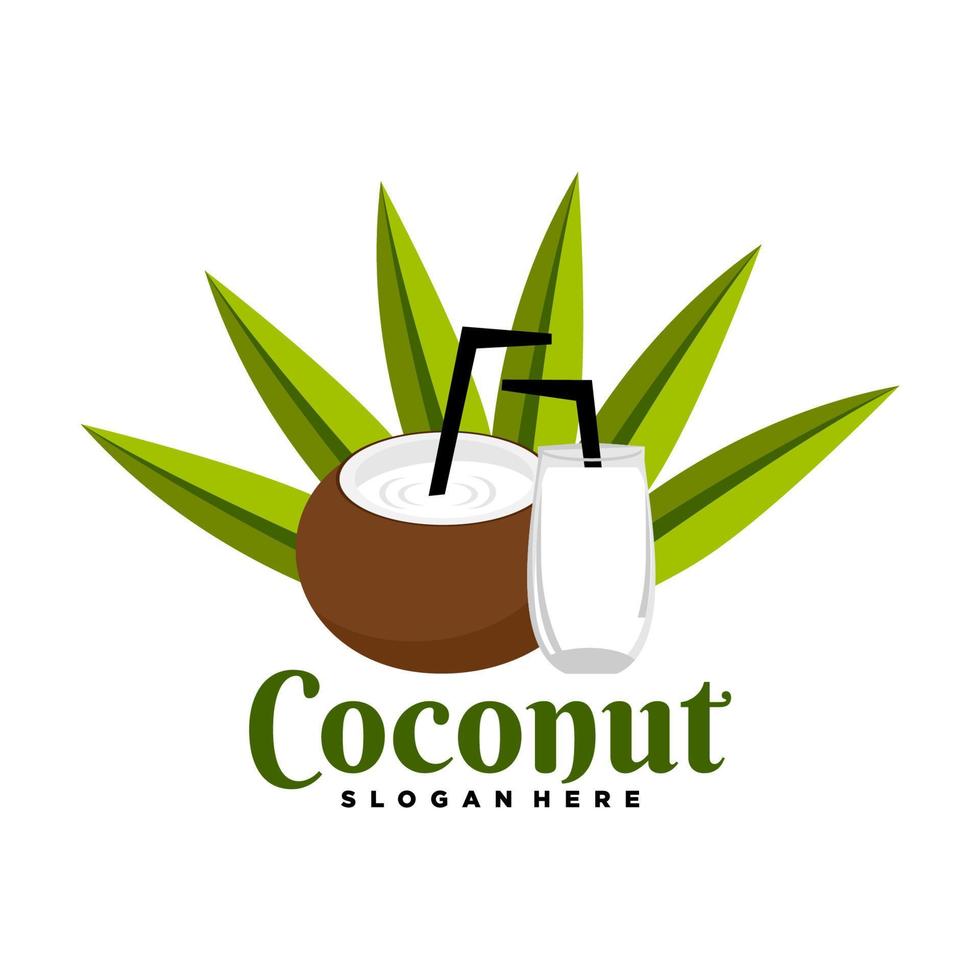 coconut logo. logo design with fresh coconut illustration vector. suitable for fresh coconut shop logo vector