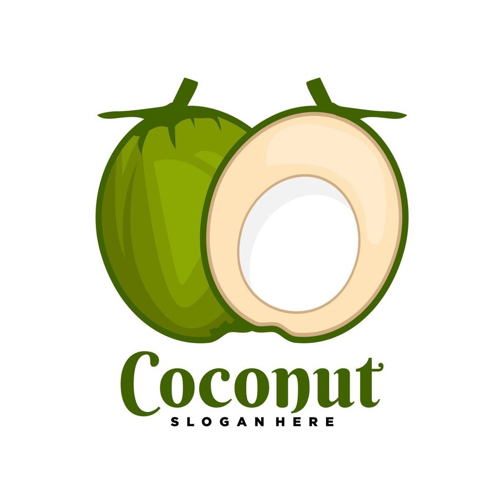 coconut logo. logo design with fresh coconut illustration vector. suitable for fresh coconut shop logo vector