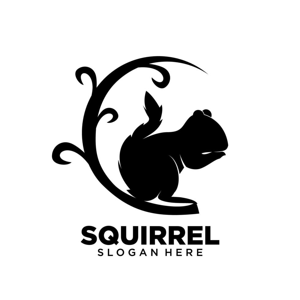 squirrel logo template on a tree branch vector