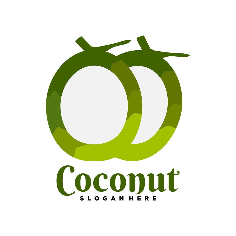 coconut logo. logo design with fresh coconut illustration vector. suitable for fresh coconut shop logo vector